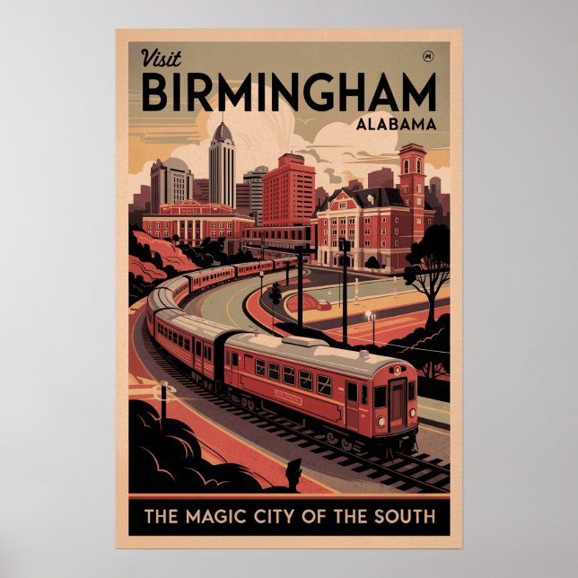Retro Birmingham, Alabama Travel Poster  (Front)