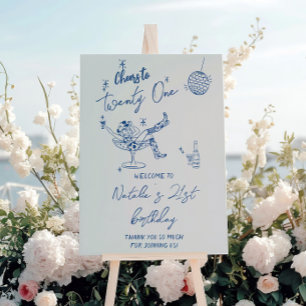 Retro Birthday 21st Fun Coastal Cow Girl Welcome Foam Board