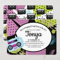 Retro Birthday 80s 90s Throw Back Invitation