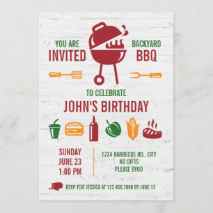 Retro Birthday BBQ Invitation