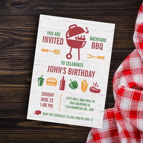 Retro Birthday BBQ Invitation