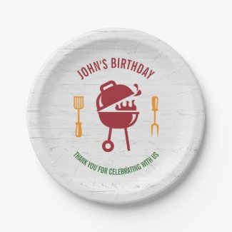 Retro Birthday BBQ Paper Plate