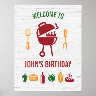 Retro Birthday BBQ Welcome Poster