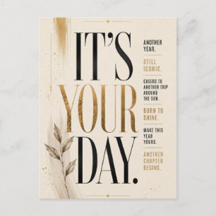 Retro Birthday Bold Editorial Typography style Holiday Postcard