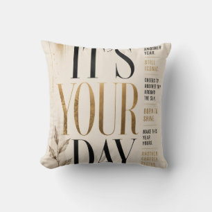 Retro Birthday Bold Editorial Typography style Throw Pillow