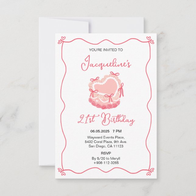 Retro Birthday Cake Invitation (Front)