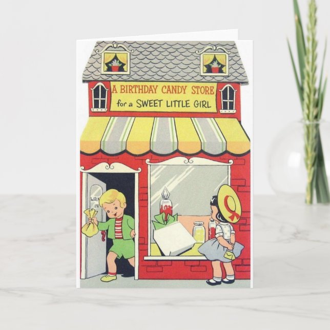 Retro Birthday Card for Sweet Little Girl (Front)