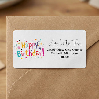 Retro Birthday Confetti Address Labels