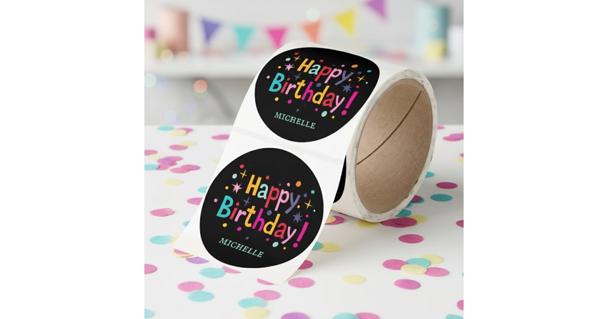 Retro Birthday Confetti Stickers | Zazzle