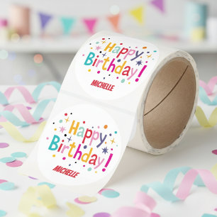 Retro Birthday Confetti Stickers