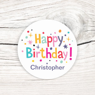Retro Birthday Confetti Stickers