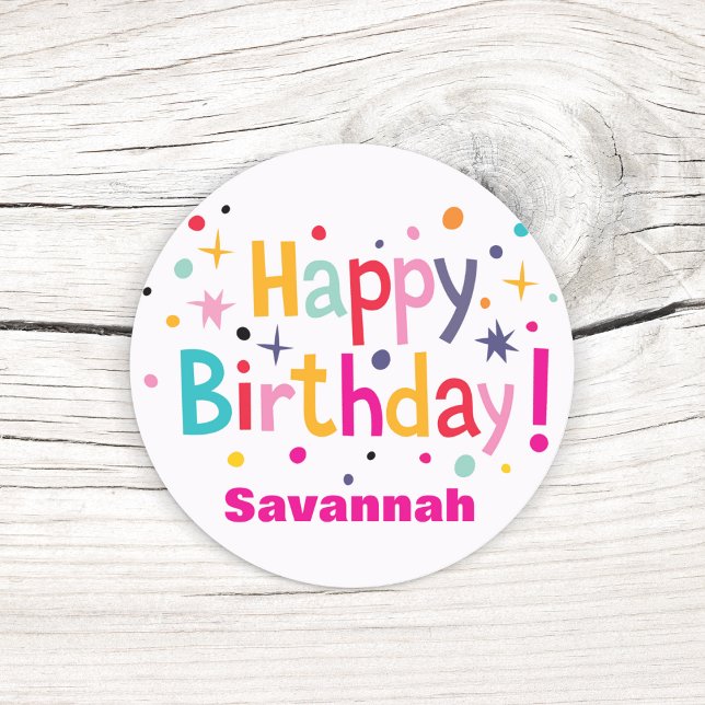 Retro Birthday Confetti Stickers (The perfect finishing touch for any personalized birthday celebration.)