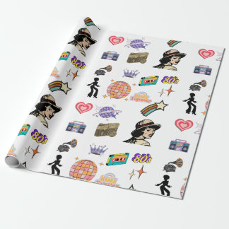 retro birthday gift wrapping paper family friend