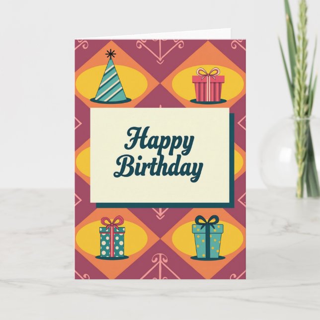 Retro Birthday Illustration Card (Front)