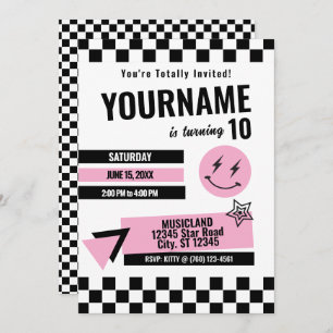 Retro Birthday Invitation (Light Pink)