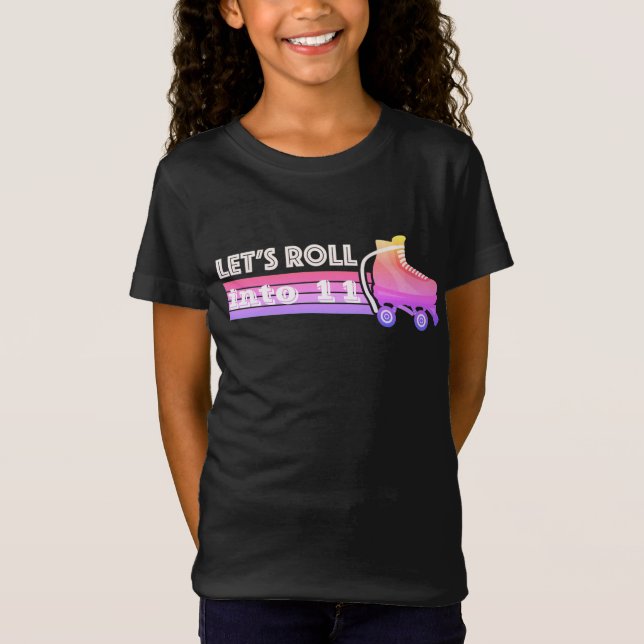Retro Birthday Let's Roll Roller Skating Party T-Shirt (Front)
