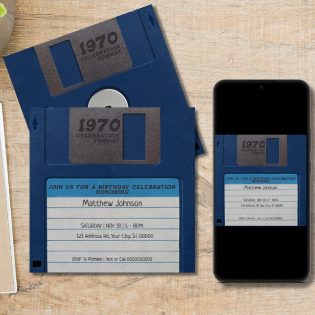 Retro Birthday Party, Floppy Disk Invitation (Creator Uploaded)