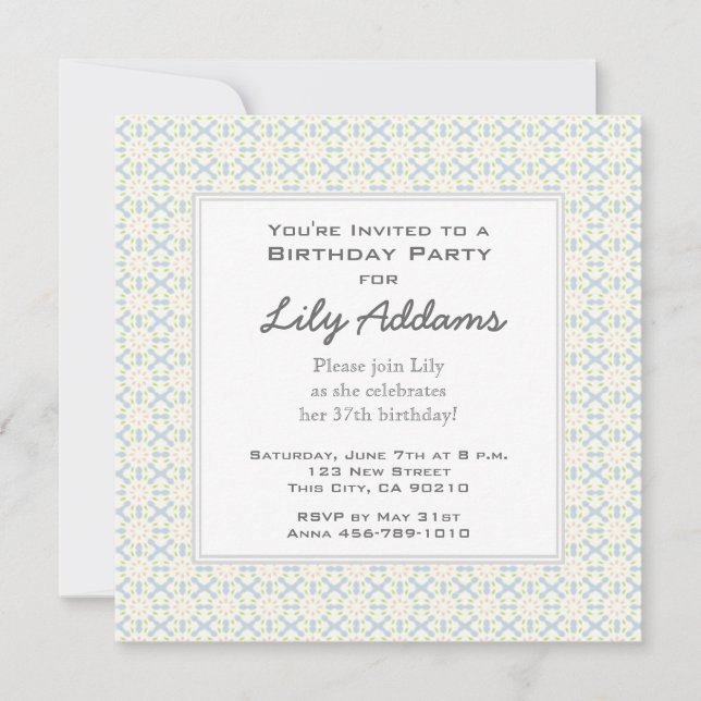 Retro Birthday Party Invitation - Lime (Front)