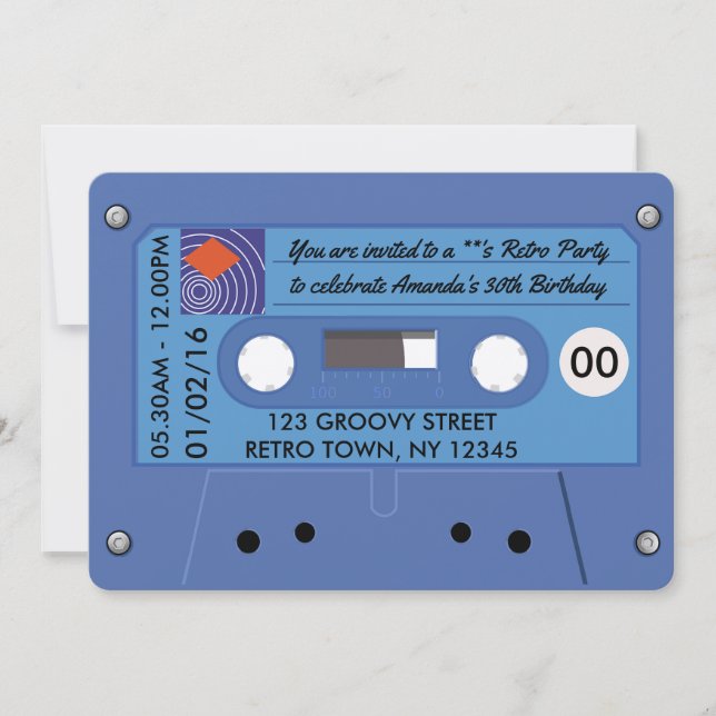 Retro Birthday Party Personalised Invitation (Front)