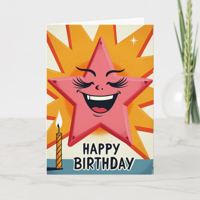 Retro Birthday Star Card (Front)