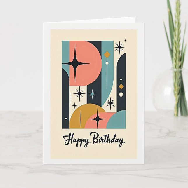 Retro Birthday Starburst Card (Front)