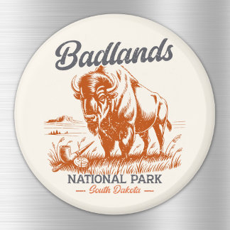 Retro Bison – Badlands National Park Magnet