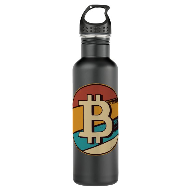 Retro Bitcoin Logo Stainless Steel Water Bottle (Front)