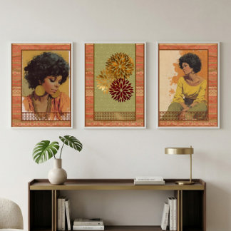 Retro Black American Beauty Decoupage 2 Wrapping Paper Sheets