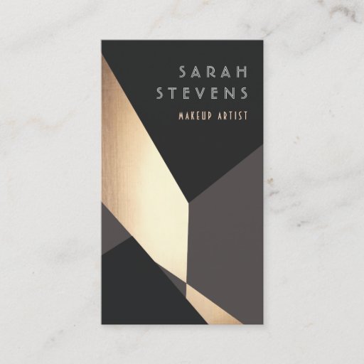 Customizable Retro Black and Gold Geometric Abstract Business Card