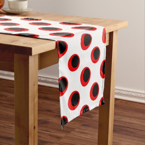 Retro Black and Red Polka Dots Medium Table Runner