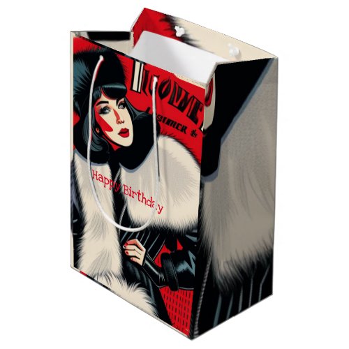 Retro Black and Red Pop Art  Medium Gift Bag