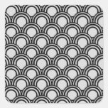 Retro Black and White Art Deco Abstract Pattern Square Sticker