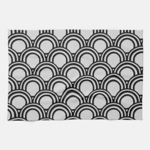 Retro Black and White Art Deco Abstract Pattern Towel