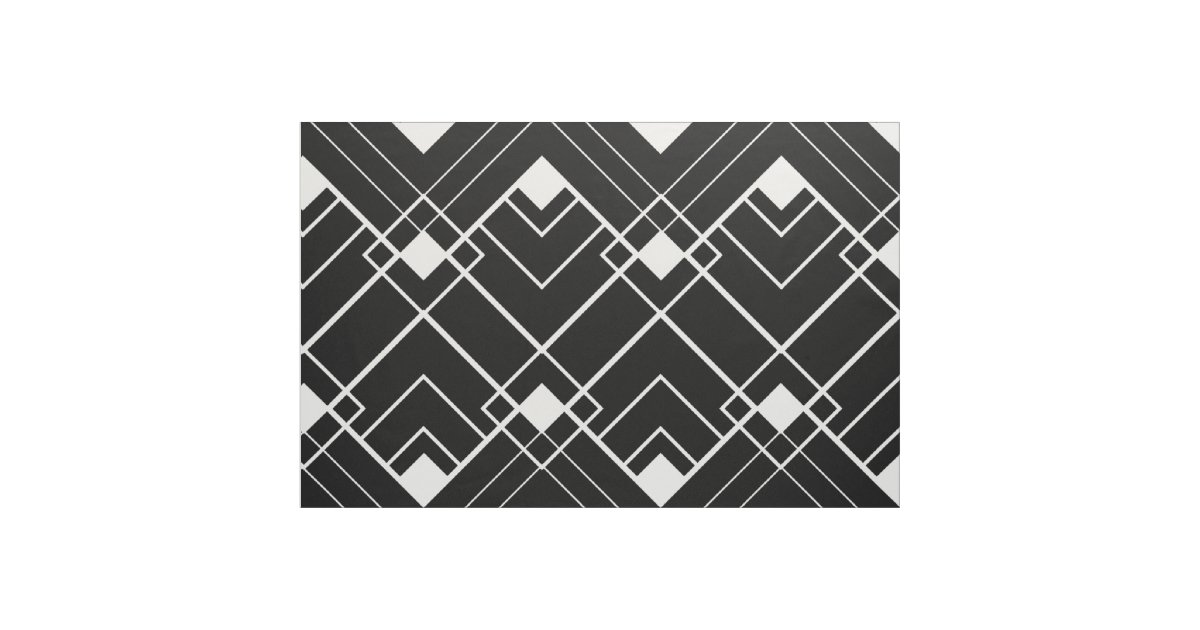 Retro Black and White Art Deco Pattern Fabric Zazzle com