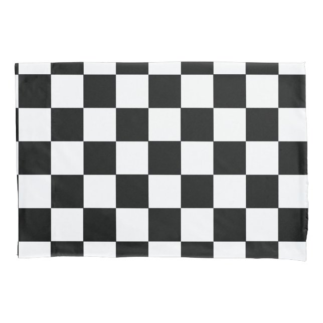 Retro Black and White Checker Pattern Pillow Case (Front)