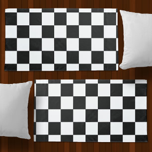 Retro Black and White Checker Pattern Pillow Cases