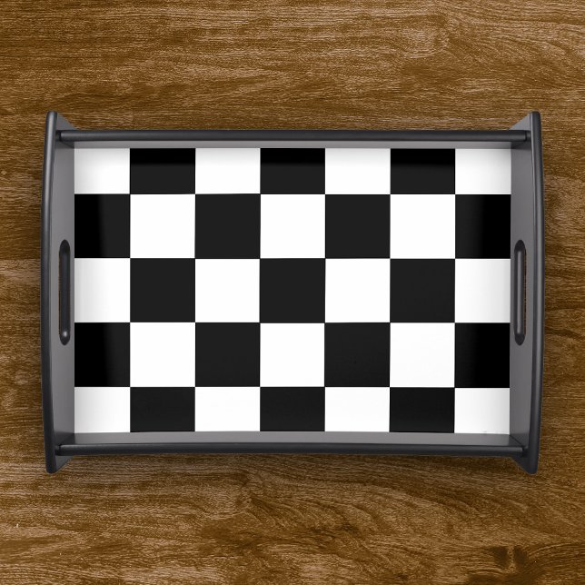 Retro Black and White Checker Pattern Serving Tray (Creator Uploaded)