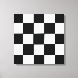 Retro Black and White Checkerboard Canvas Wall Art