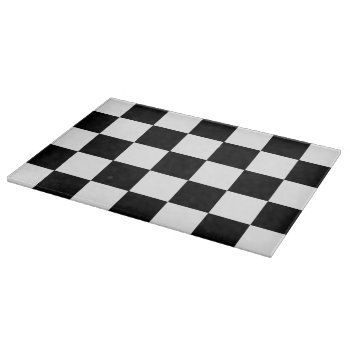 Retro Black And White Checkerboard Cutting Board by machomedesigns at Zazzle