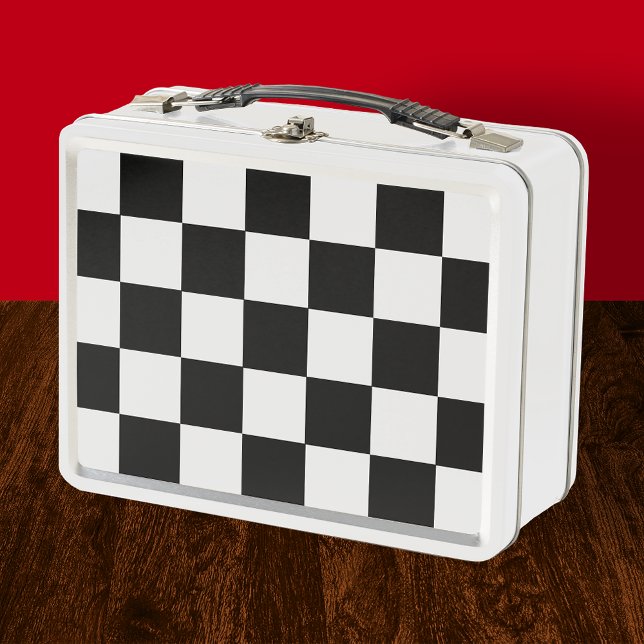 Retro Black and White Checkerboard  Drink Coasters Metal Lunch Box (Creator Uploaded)