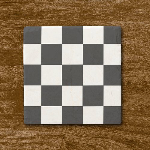 Retro Black and White Checkerboard Stone Coasters