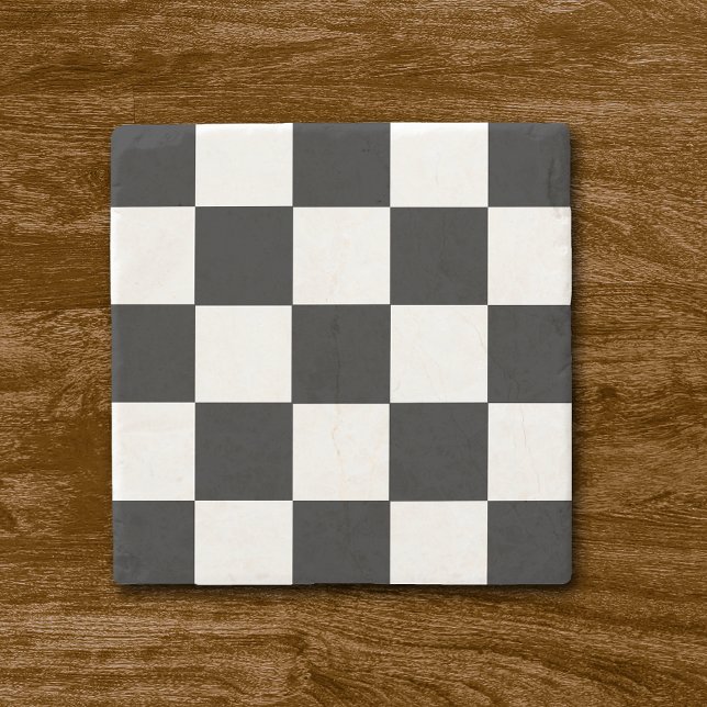 Retro Black and White Checkerboard Stone Coasters (Creator Uploaded)