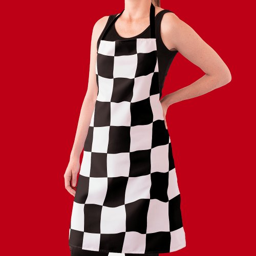 Retro Black and White Checkerboard Stone Coasters Apron