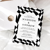 Retro Black and White Checkerboard Wedding Invitation | Zazzle