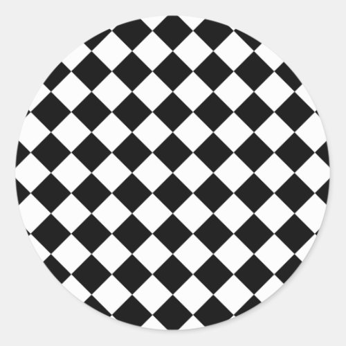 Retro Black and White Checkered Classic Round Sticker