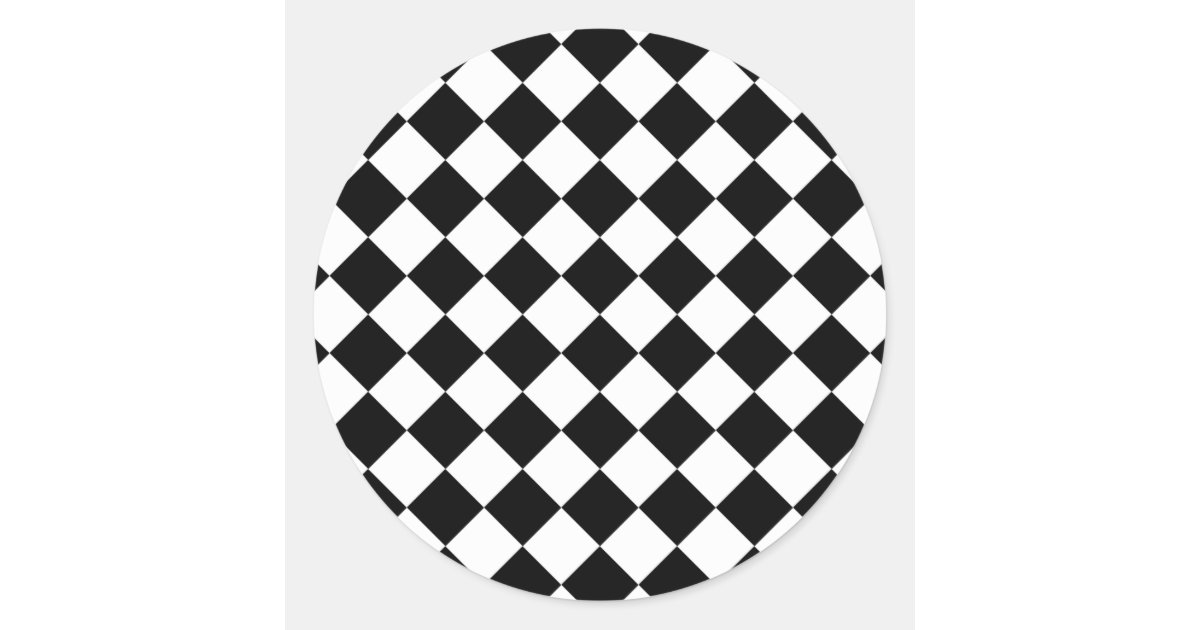Retro Black and White Checkered Classic Round Sticker | Zazzle
