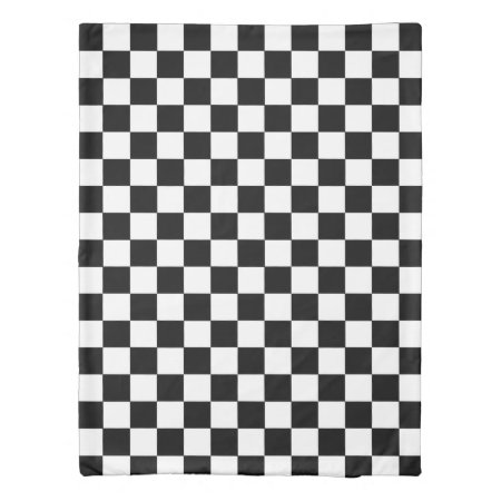 Retro Black And White Checkered Pattern Duvet Cover