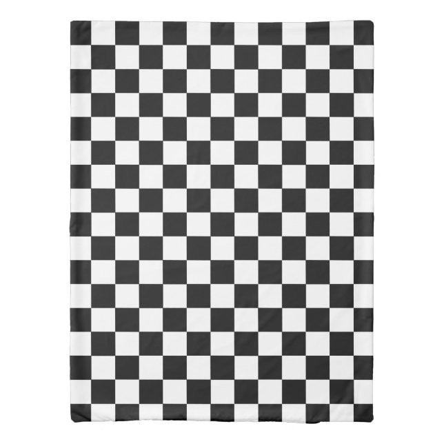 Retro Black And White Checkered Pattern Duvet Cover (Back)