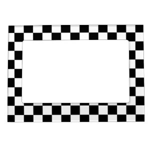 Retro Black and White Checkered Pattern Magnetic Photo Frame