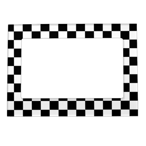 Retro Black and White Checkered Pattern Magnetic Photo Frame